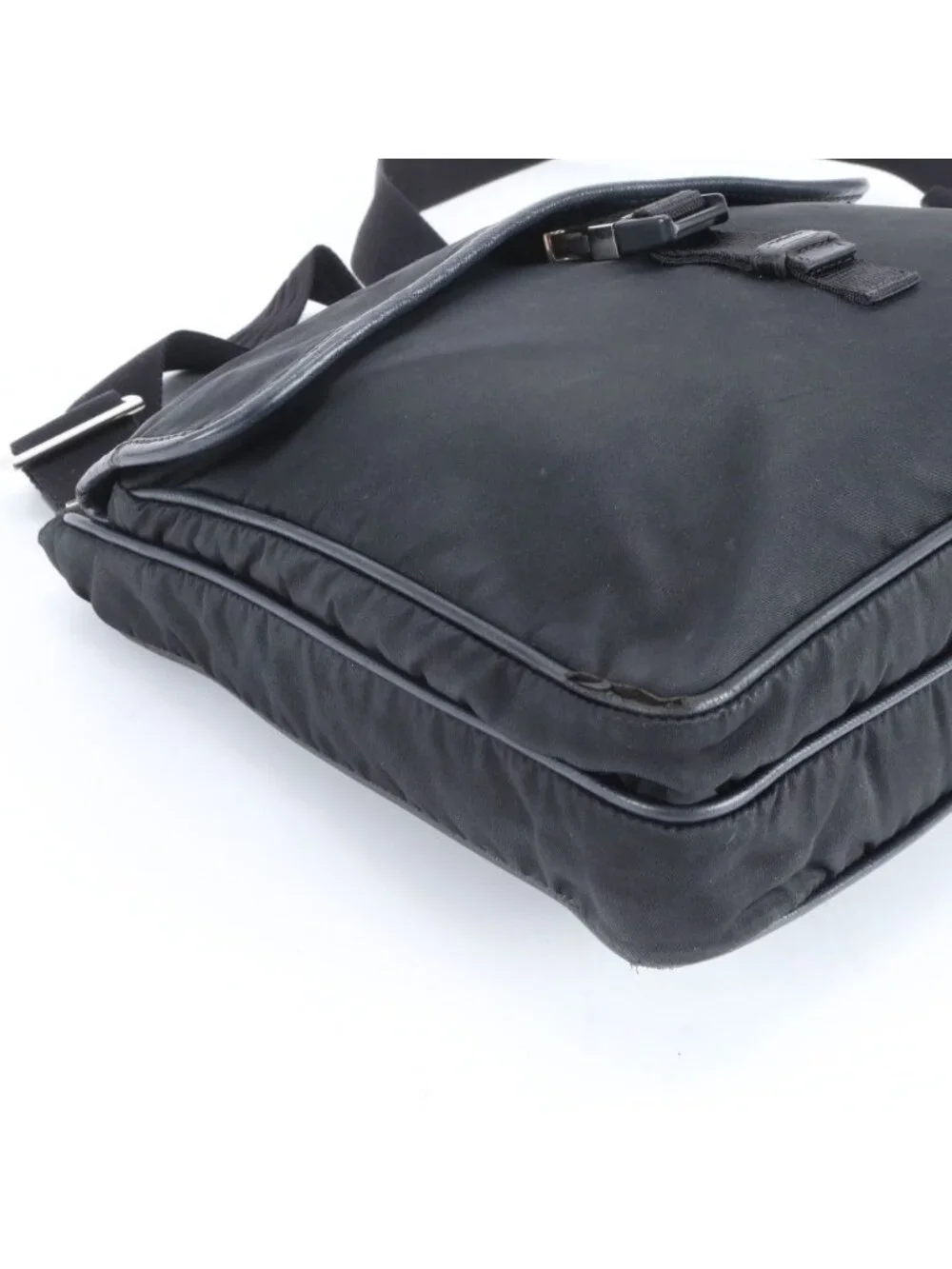 Prada Tessuto Nylon Leather Shoulder Bag Crossbody Messenger Business Black